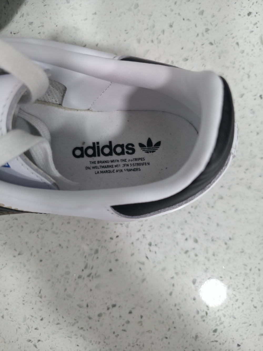 adidas White Leather Sneakers with Black Stripes - Picture 4 of 5